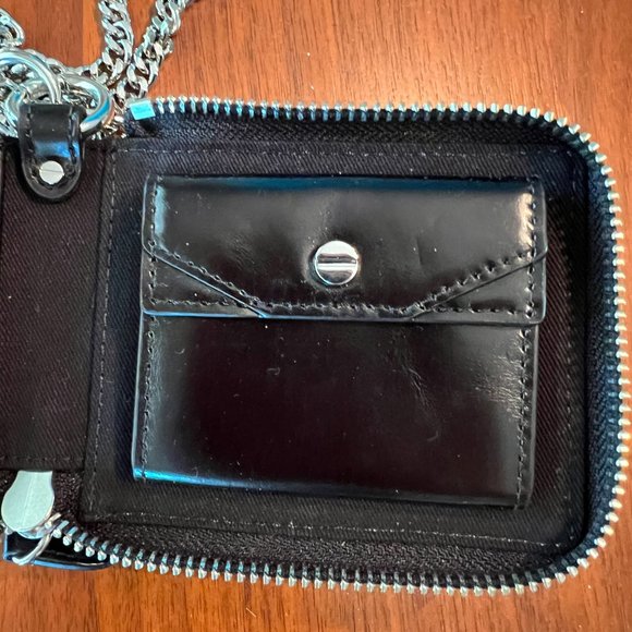 Sandro Quilted Leather Black Wallet on Chain - Picture 6 of 9